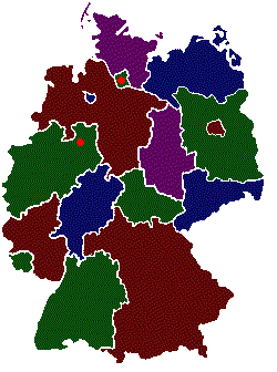 Deutschlandkarte mit den Orten der verlinkten Dühls