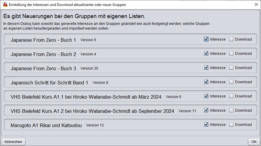 Japanischer_Vokabel_Trainer_010_Auswahl_zu_Importierender_Gruppen_mit_eigenen_Listen