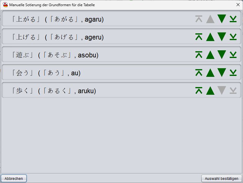 Japanischer_Vokabel_Trainer_037_Grammatik_Tabellen_Sortierung